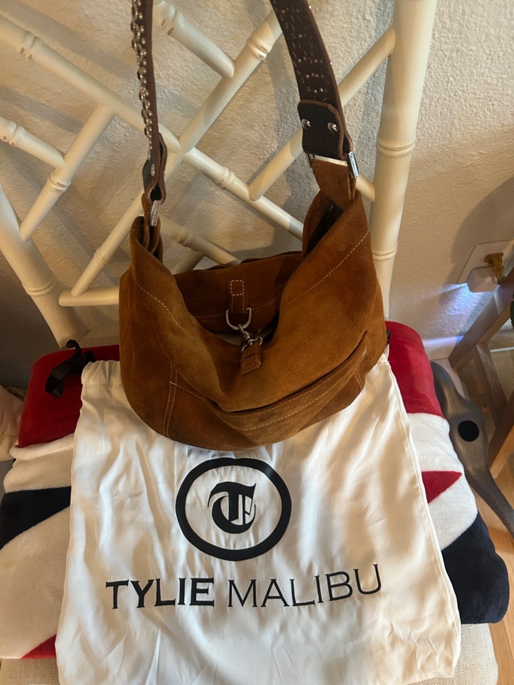 Tylie Malibu Suede Shoulder Hobo Bag - Cognac
